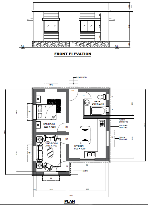 Front elevation drawing